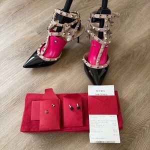 SOLD Valentino 65mm Rockstud Ankle Strap Black Heels Size 39